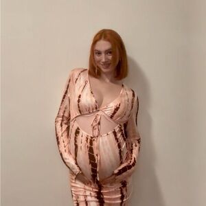 Pink Waist Cynch Tie Dye Cutout Body-con Dress | Maternity or Night Out